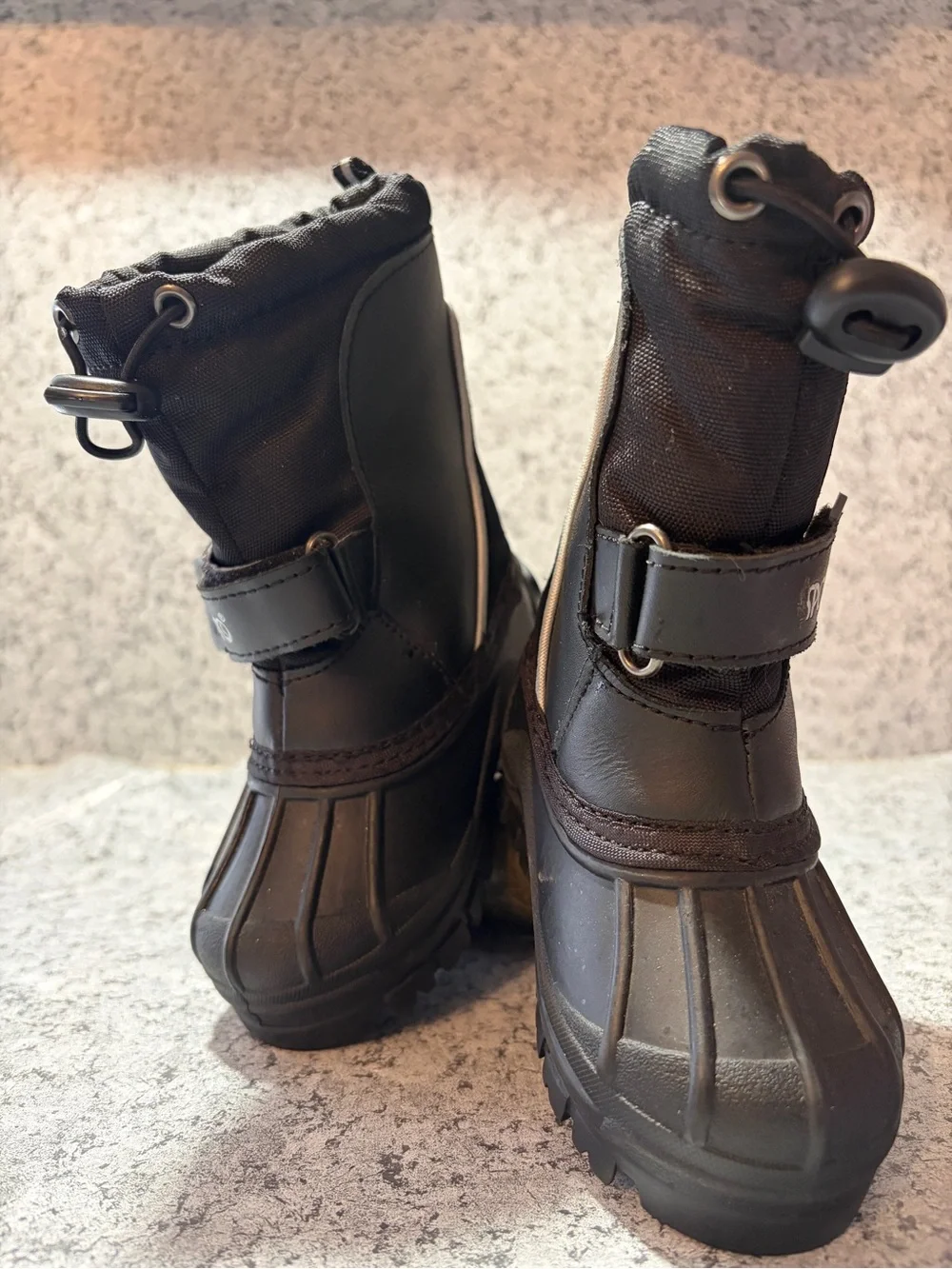 Sportos Kids Black Waterproof Winter Snow Boots. Durable Weather Gear. Sz S 5-6